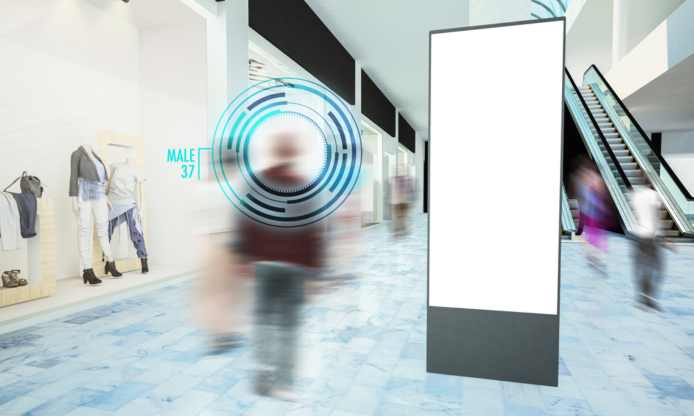 Digital advertisiment in shopping mall mockup 3d rendering